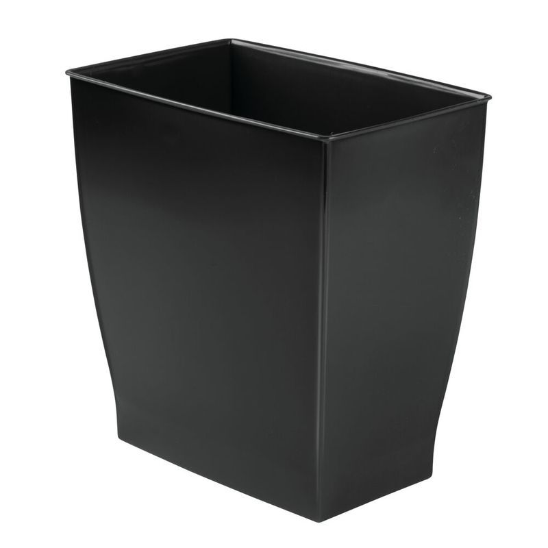 iDesign 12" Black Plastic Rectangular Wastebasket