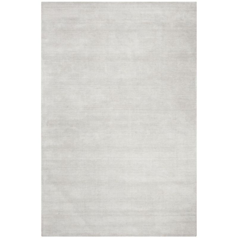 Silver Grey Hand-Knotted Wool Viscose 6' x 9' Rug