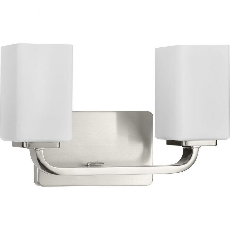 Cowan Brushed Nickel 2-Light Wall Sconce with Etched Opal Glass