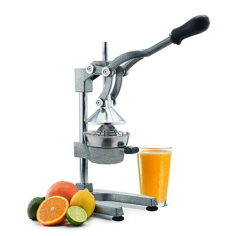 Gray Stainless Steel Manual Citrus Juicer with Non-Skid Base