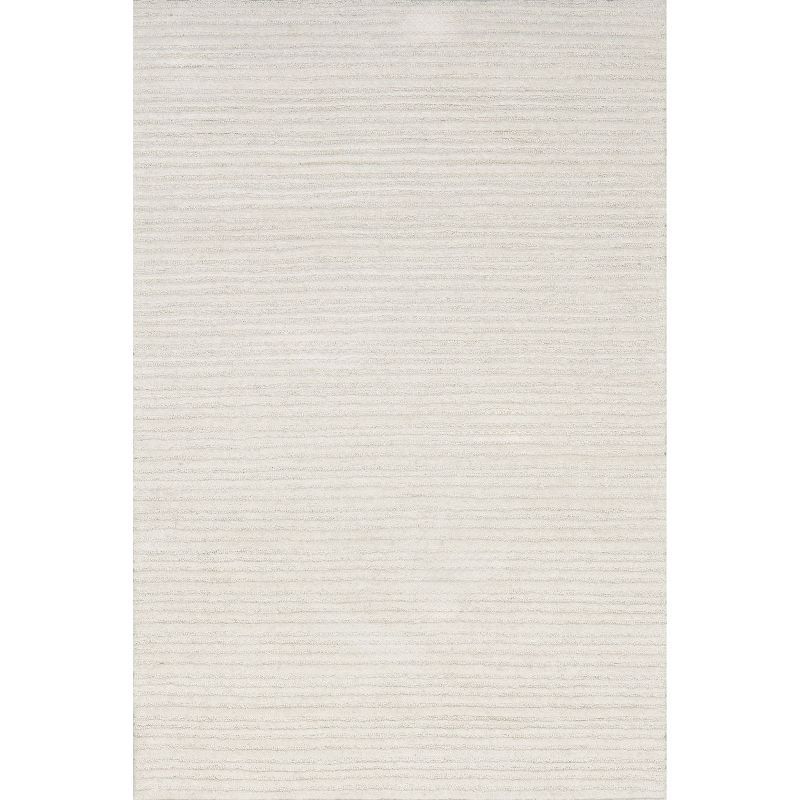 Ivory Striped Handmade Wool 8' x 10' Area Rug