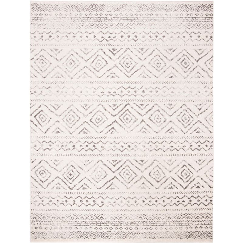 Bohemian Ivory & Grey Hand-Knotted Synthetic Area Rug 9'x12'