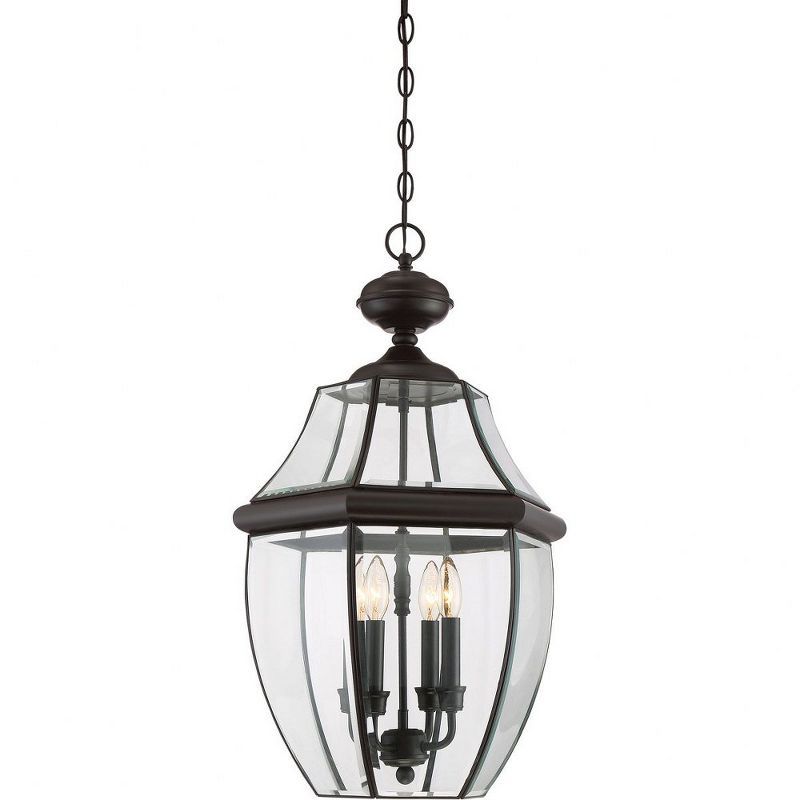 Medici Bronze 4-Light Outdoor Hanging Lantern with Clear Glass