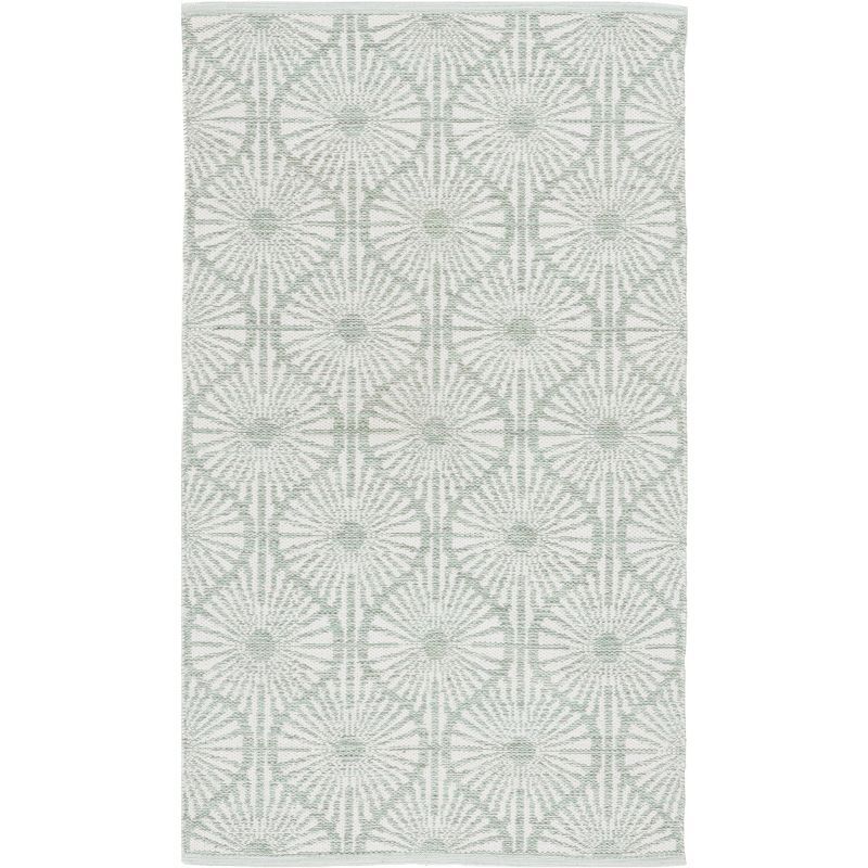 Coastal Breeze Light Green/Ivory Cotton Blend 3' x 5' Area Rug