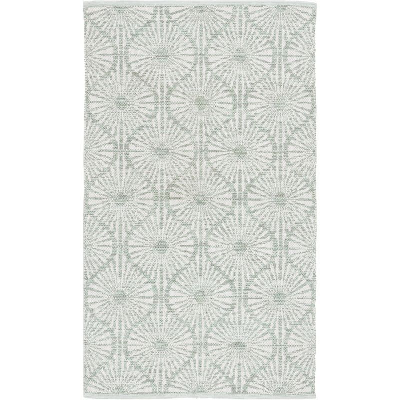 Coastal Breeze Light Green/Ivory Cotton Blend 3' x 5' Area Rug