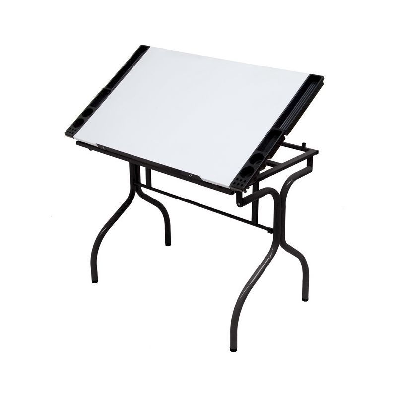 Futura Black Tempered Glass Adjustable Craft Desk