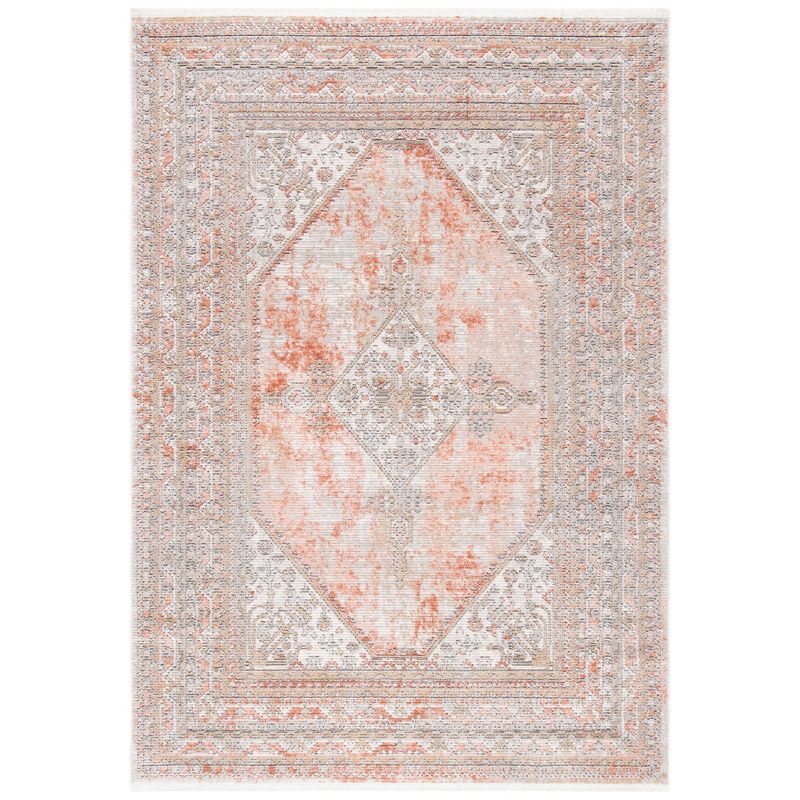 Shivan Rose and Gray Medallion Distressed Area Rug