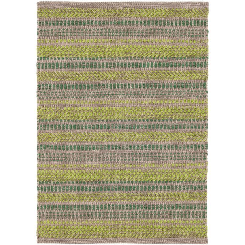 Sooner Than Later Green and Beige Handwoven Cotton Stripe Rug