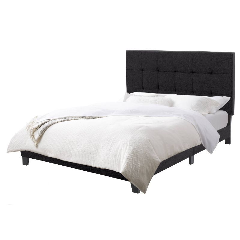 Ellery Queen Upholstered Bed with Tufted Headboard in Black