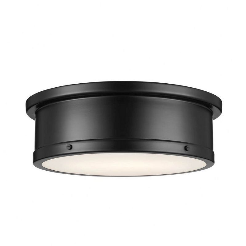 Serca 18" Black and Gold Glass Drum Flush Mount