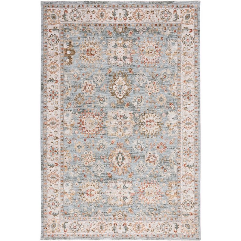 Hamilton Blue and Ivory Floral Synthetic 4' x 6' Area Rug