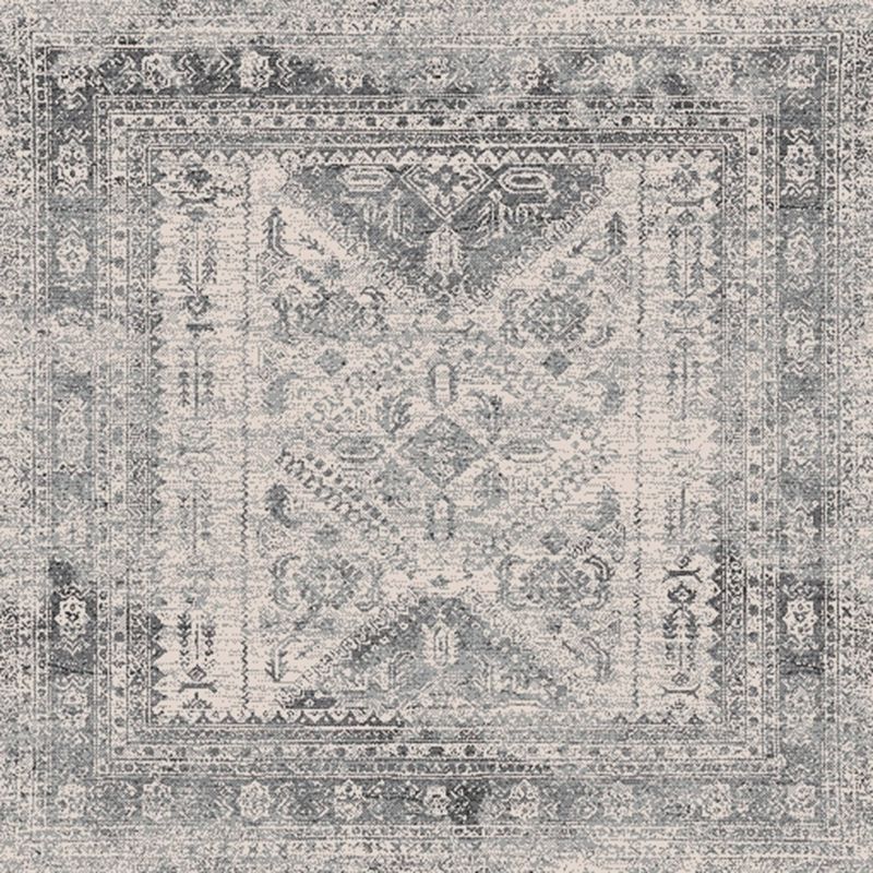 Gray Reversible Synthetic Traditional Square Rug