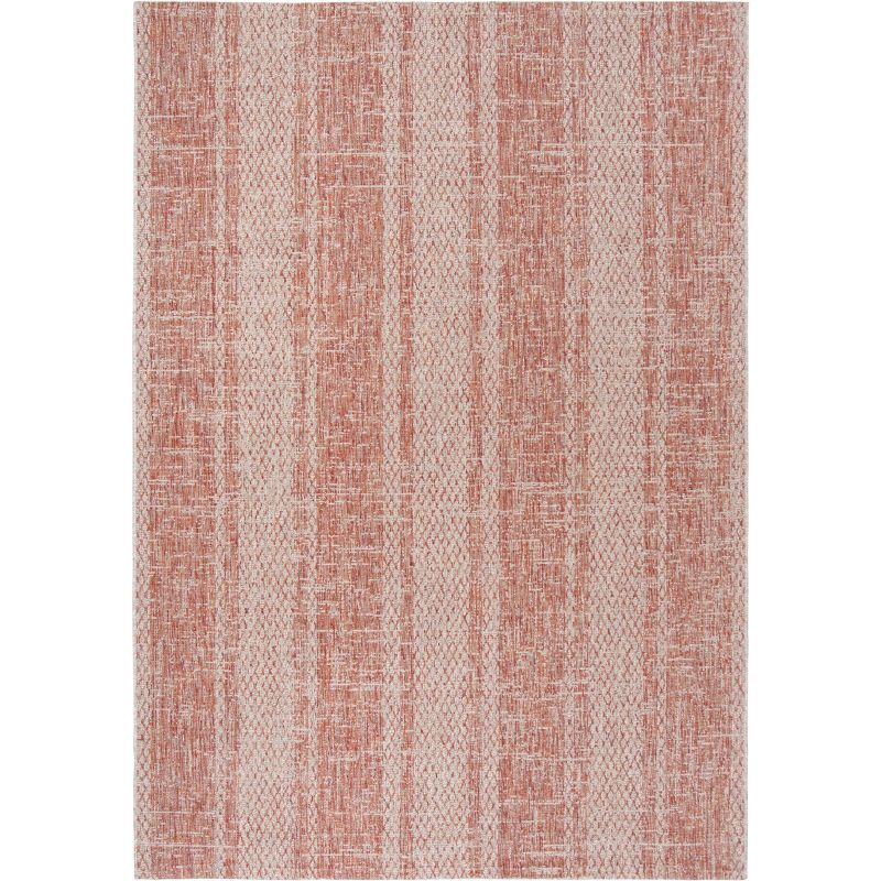 Light Beige and Terracotta Rectangular Synthetic Outdoor Rug