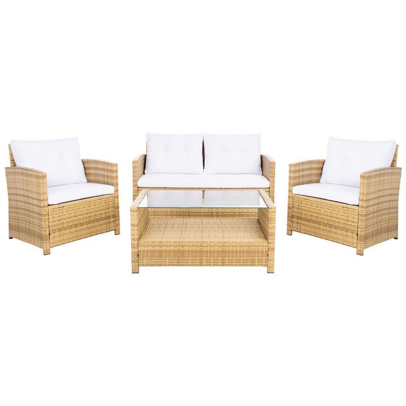 Coastal Charm Natural & White 4-Piece Patio Conversation Set