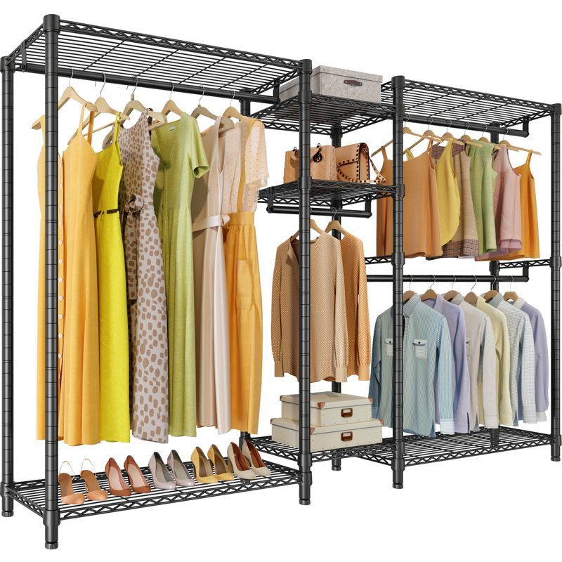 Black Heavy Duty Wire Freestanding Closet with Adjustable Shelves