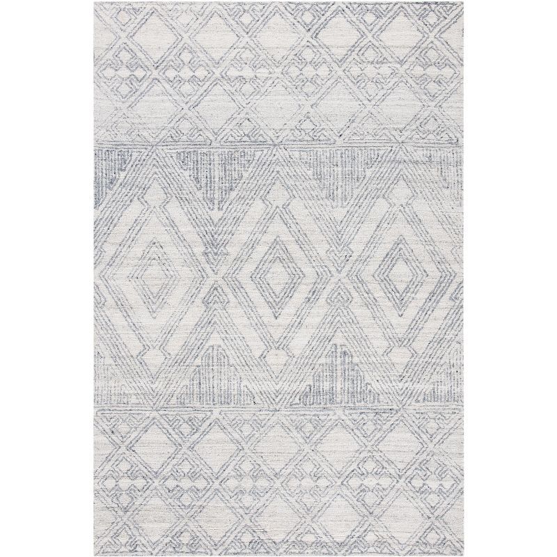 Handmade Abstract Gray Wool & Synthetic Tufted Rug - 24x3 in