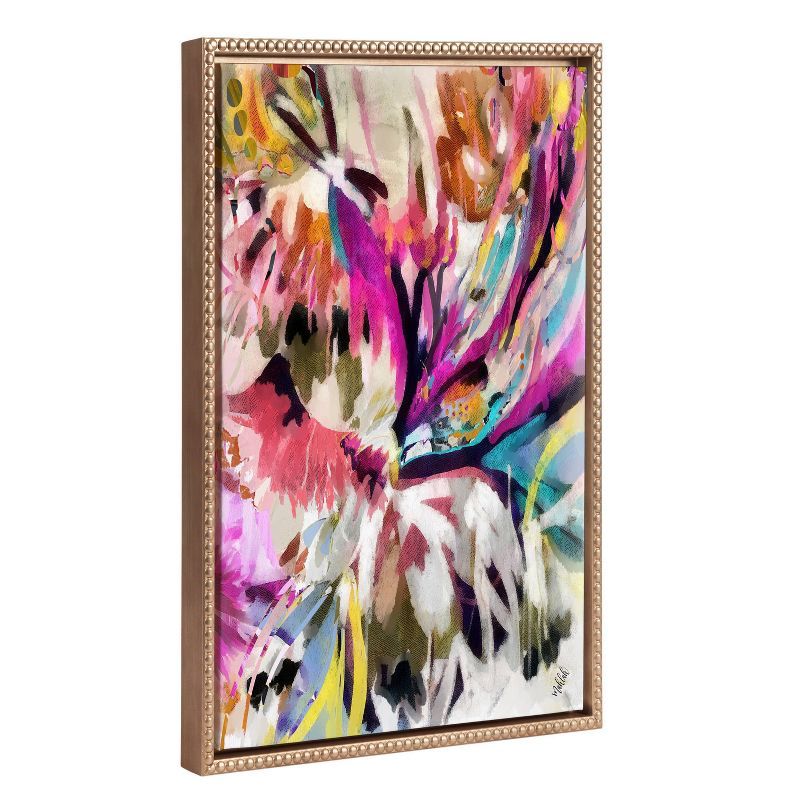 18"x24" Gold Framed Abstract Colorful Canvas Art Print