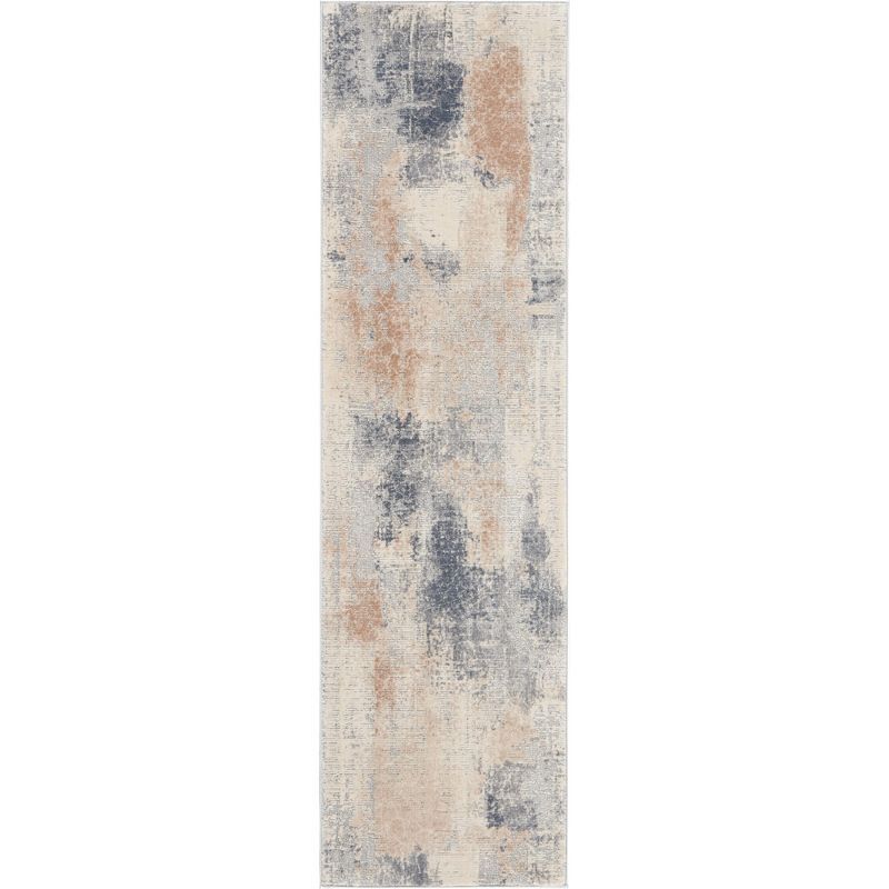 Handmade Beige/Grey Abstract Cotton Runner Rug