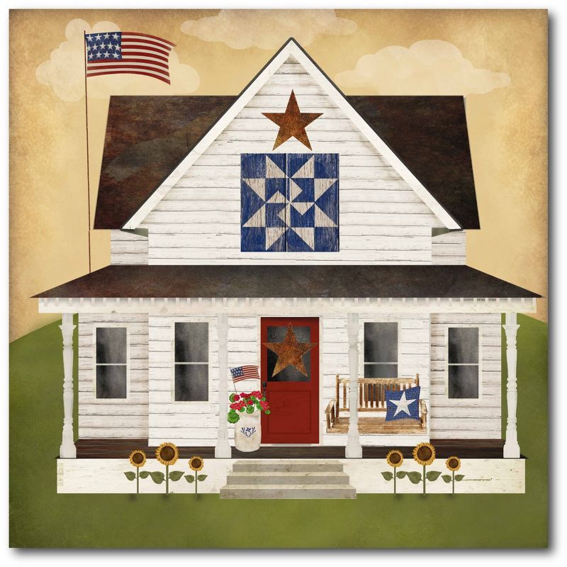 Americana Farmhouse Canvas Wall Art with Pine Frame