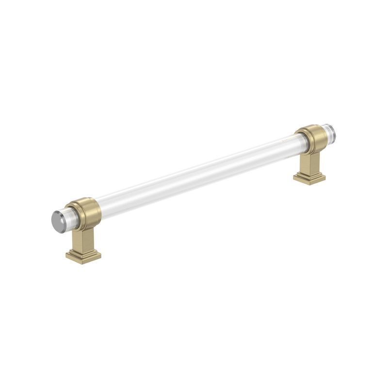 Glacio 8" Clear and Golden Champagne Modern Bar Pull