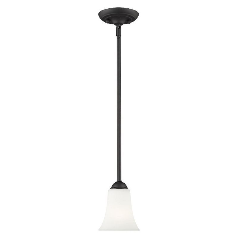 Ridgedale Black Mini Pendant with Hand-Blown Satin Opal Glass