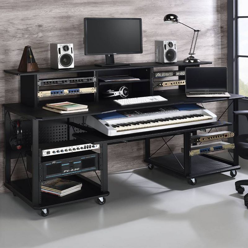 Megara Cherry & Black 72" Music Desk with Keyboard Tray