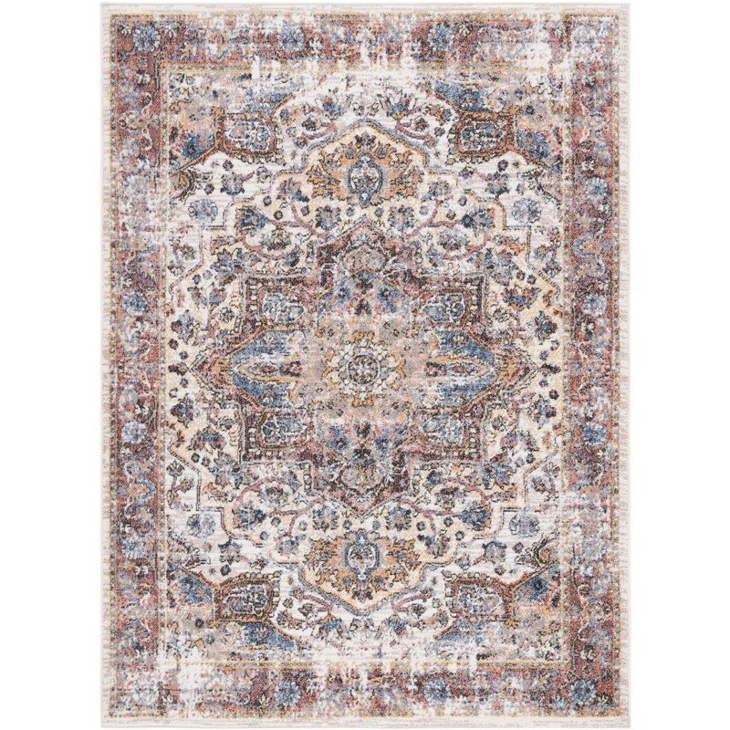 Astoria Ivory and Blue Rust Rectangular Synthetic Area Rug