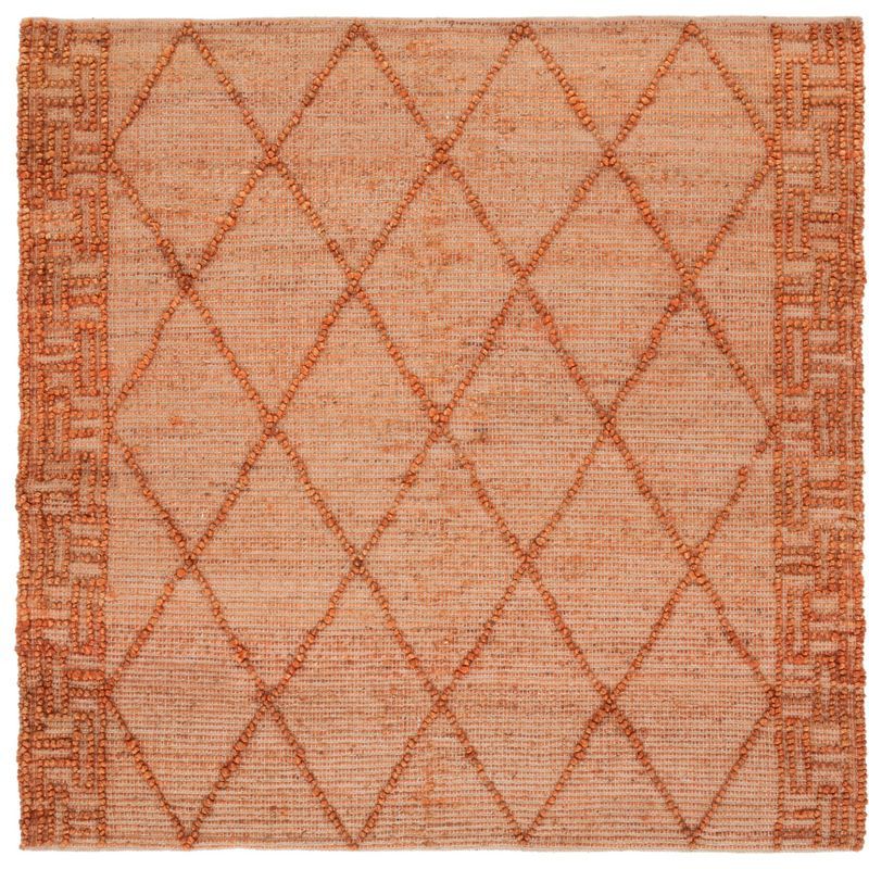 6' Square Orange and Natural Sisal Area Rug