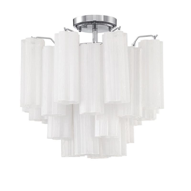 Addis 4-Light Polished Chrome Flush Mount with White Tronchi Glass