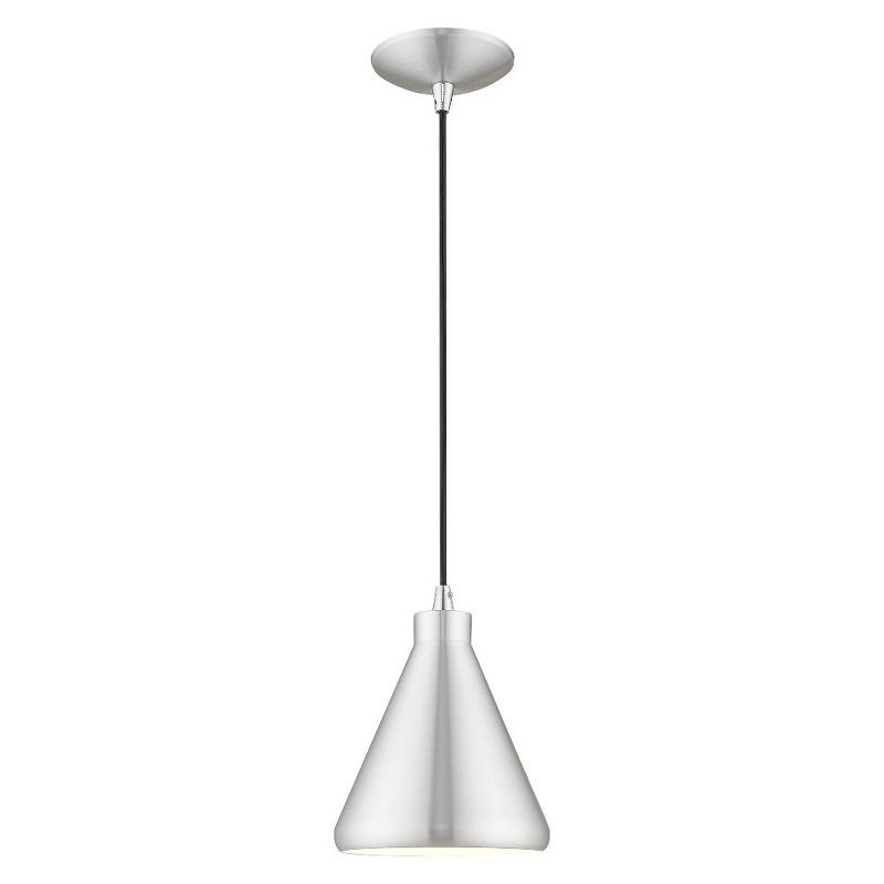 Brushed Aluminum Mini Pendant Light with White Interior