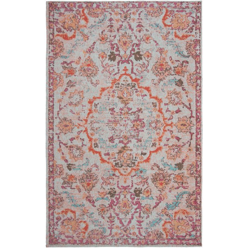 Vintage Charm Red & Beige Cotton Blend 6' x 9' Area Rug