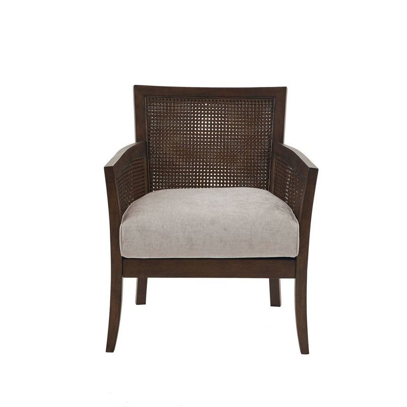 Farmhouse Chic Tan Cane Back Accent Chair with Espresso Wood Finish