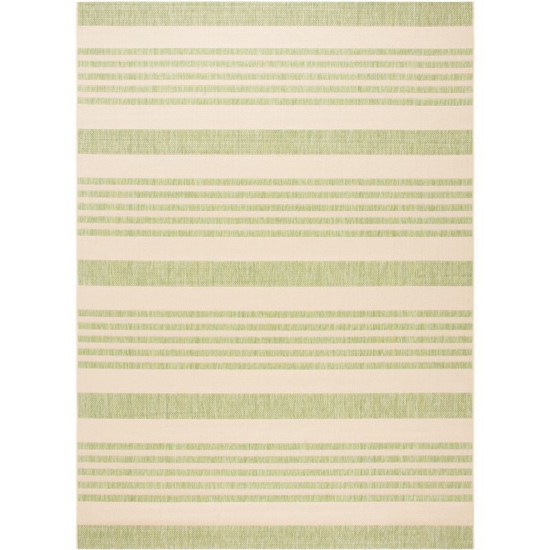 Beige and Sweet Pea Striped Easy-Care Synthetic Area Rug 6'7" x 9'6"