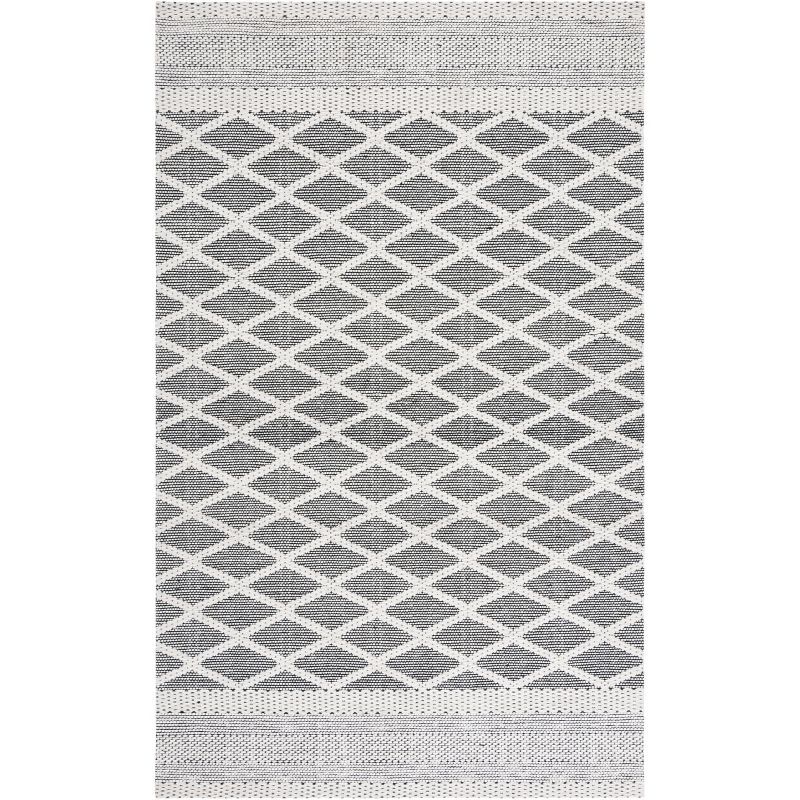 Marbella Black and Ivory Hand Woven Wool Area Rug