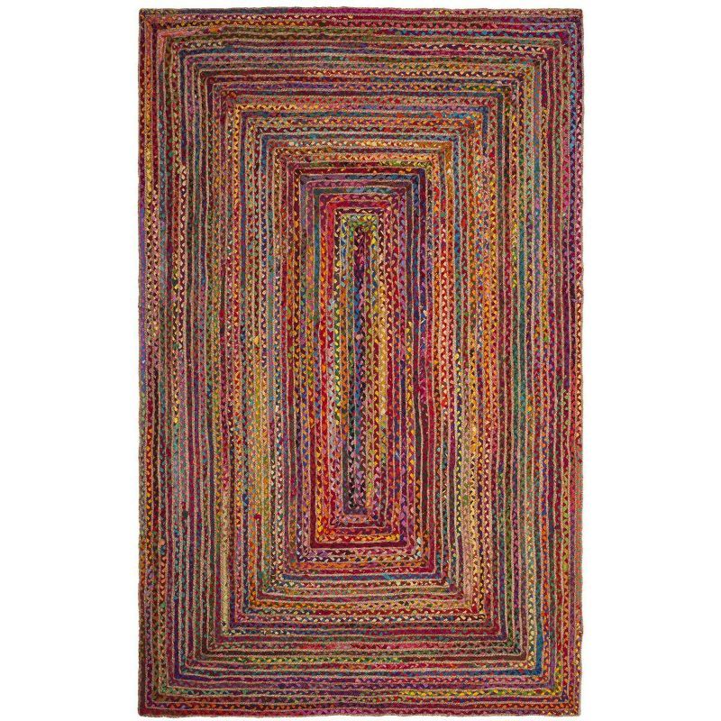 Handmade Red and Multicolor Cotton Square Area Rug