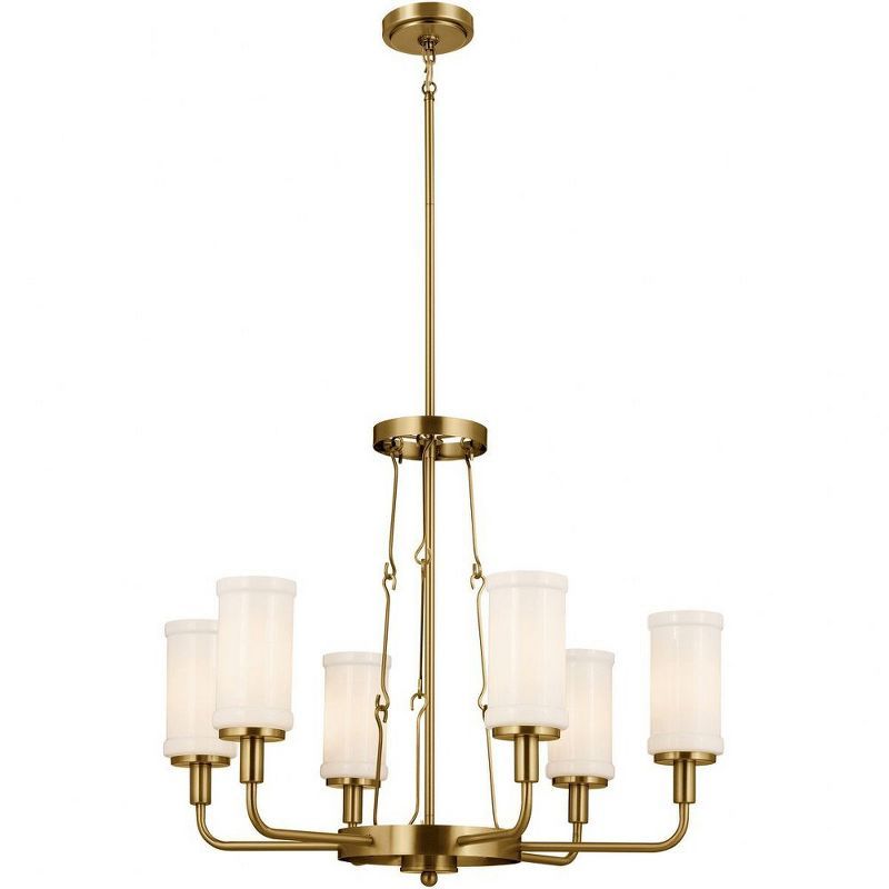 Vetivene Natural Brass 6-Light Chandelier with Opal Glass Shades