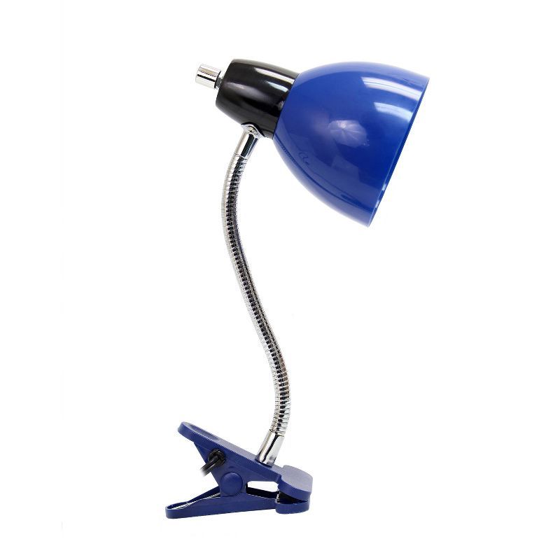 Adjustable Blue Clip-on Desk Lamp with Flexible Gooseneck