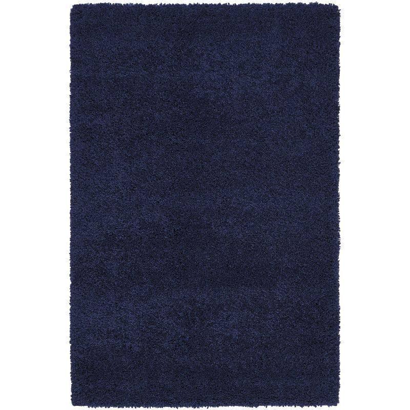 Navy Blue Rectangular Shag Area Rug 3'11" x 5'11"