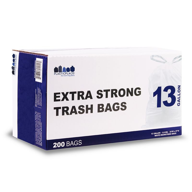 Extra Tall White Drawstring 13 Gallon Trash Bags, 200 Count