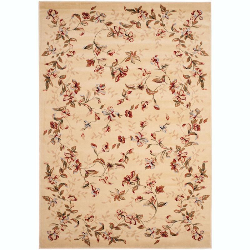 Ivory Elegance 59'' Tufted Round Floral Synthetic Area Rug