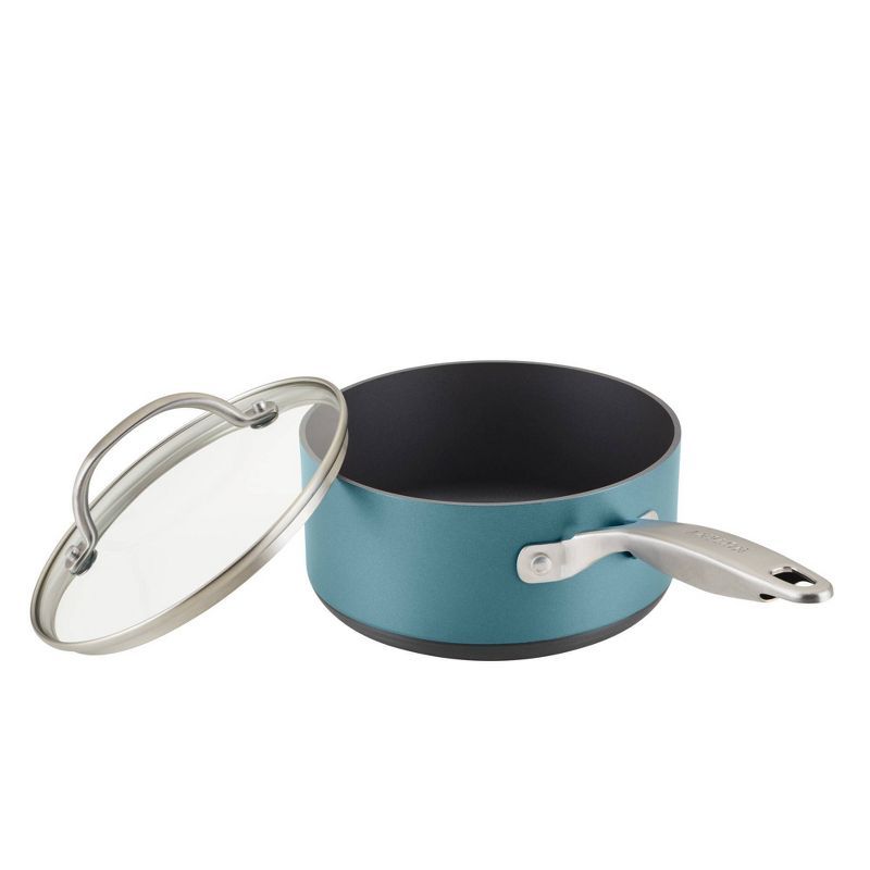 Teal Aluminum Nonstick 2-Quart Saucier with Glass Lid