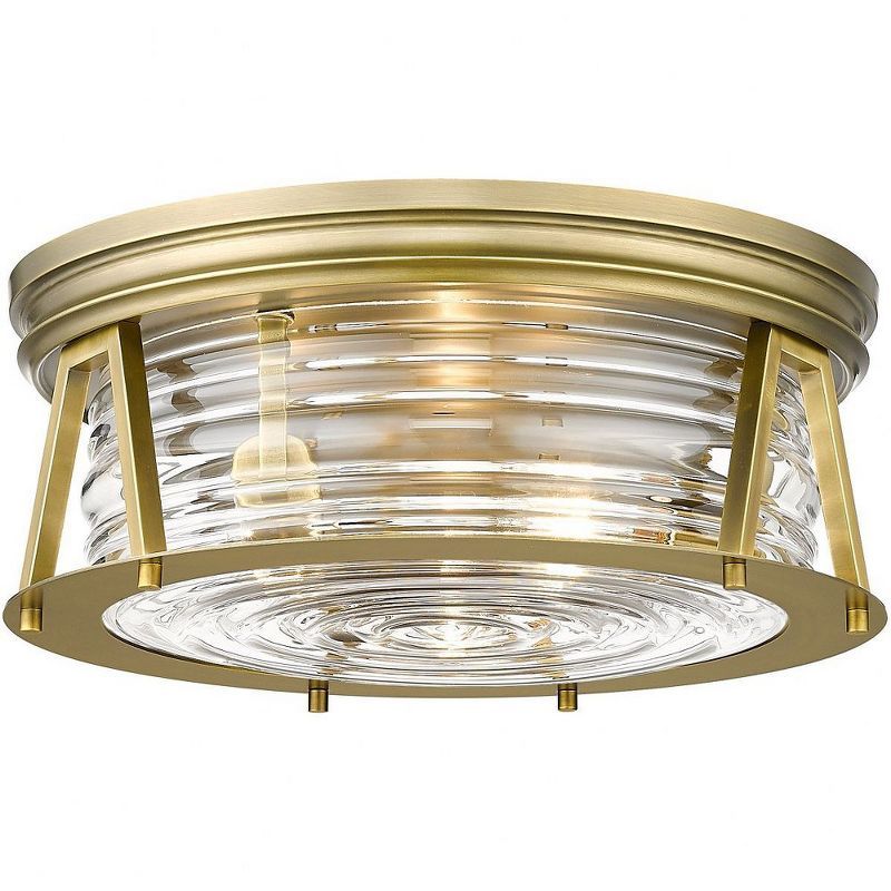 Rubbed Brass and Clear Glass 16" Flush Mount Ceiling Light