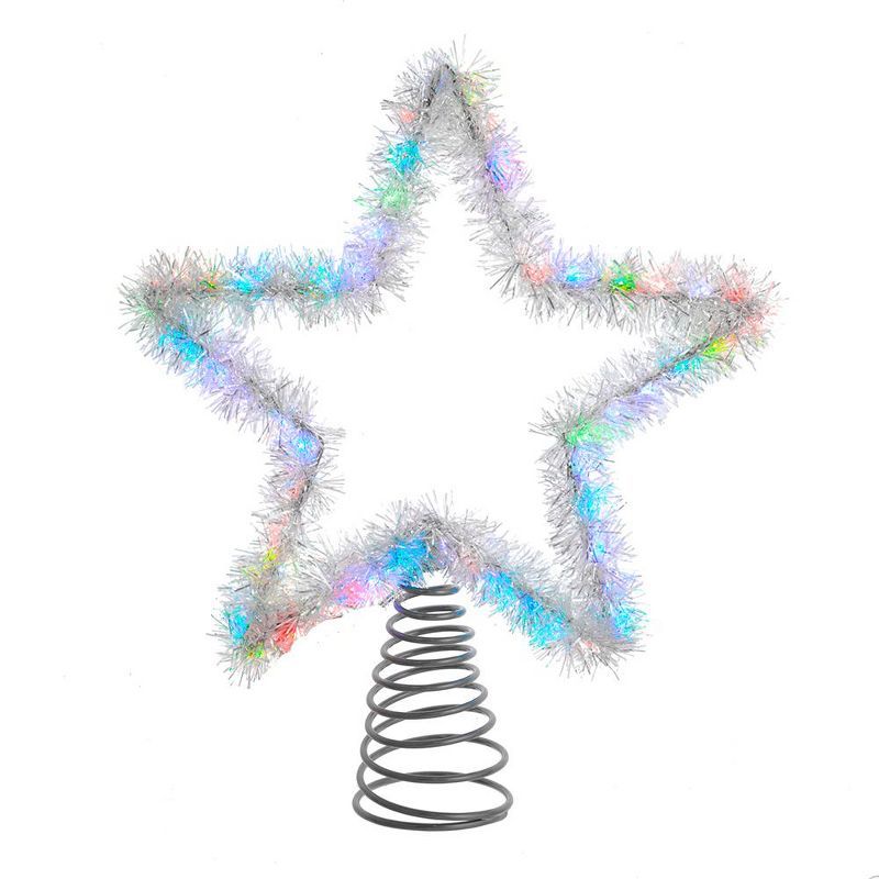 12.2 Inch Multicolor LED Tinsel Star Christmas Tree Topper