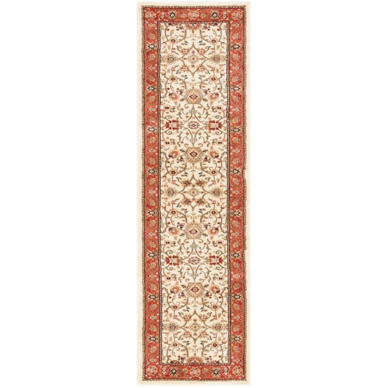 Ivory and Rust Hand-Knotted Synthetic Runner Rug