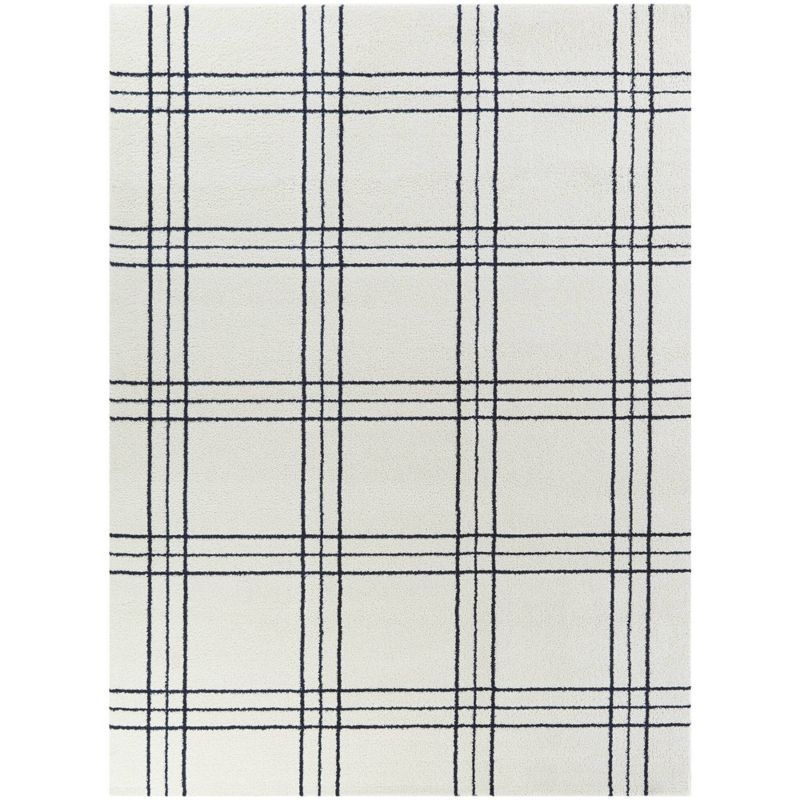 Turner Plaid 8' x 10' White Synthetic Kids' Rug