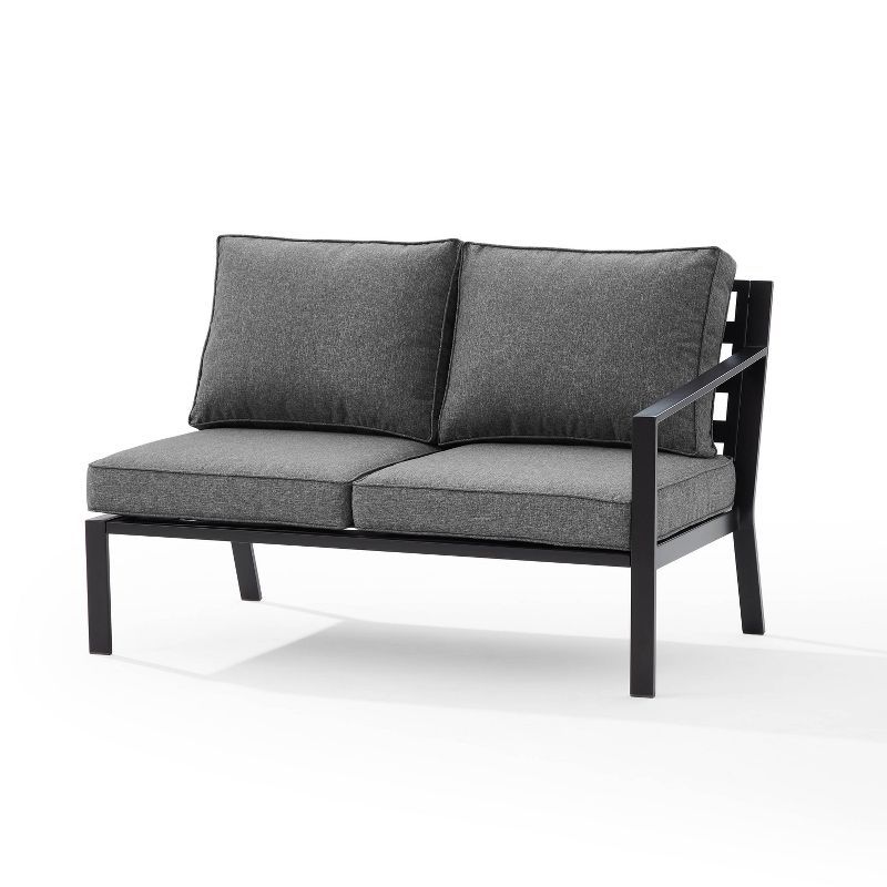 Charcoal Metal Two-Seat Outdoor Sectional Loveseat