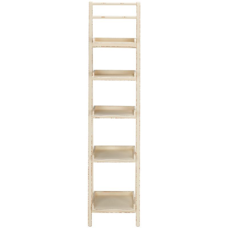 Ivory Transitional Elm Wood Ladder Etagere, 71'' Height
