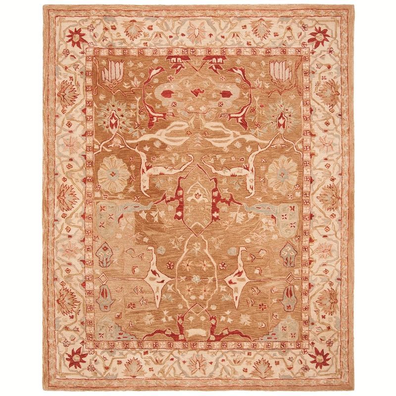 Elegant Anatolia Hand-Tufted Wool Rug in Red/Ivory, 9' x 12'