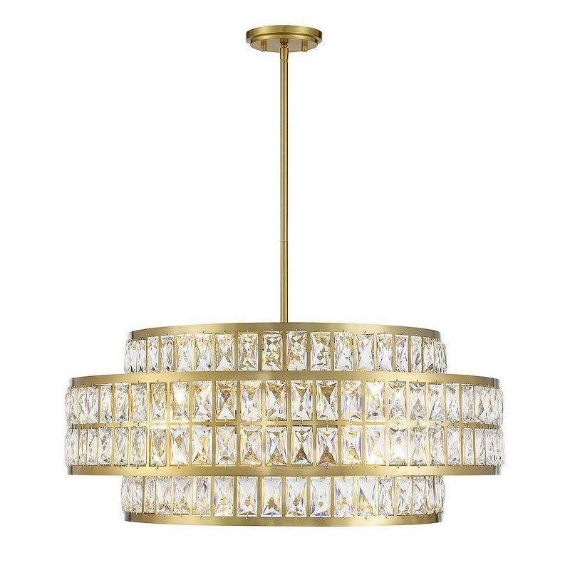 Renzo Warm Brass 6-Light Crystal Drum Pendant