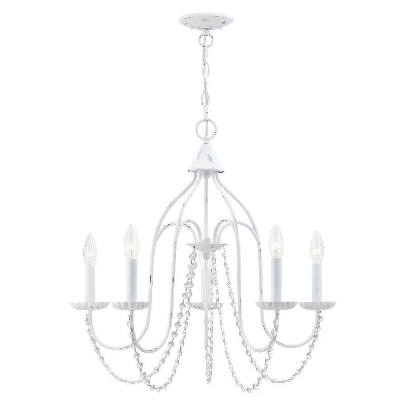 Elegant Antique White 5-Light Crystal Chandelier